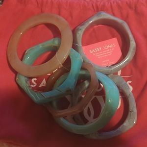 Sassy Jones Zaria Bangle Stack -White Gray